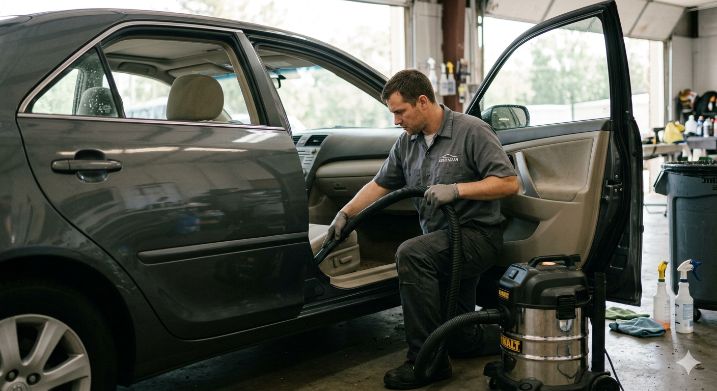 Car interior vacuuming service